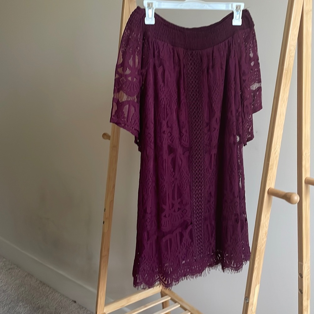 Off the shoulder lace mini dress